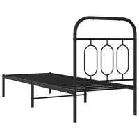 Bedframe met hoofdbord metaal zwart 75x190 cm 6
