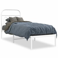 Bedframe met hoofdbord zonder matras metaal wit 75x190 cm 2