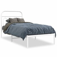 Bedframe met hoofdbord metaal wit 80x200 cm 2