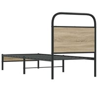 Bedframe zonder matras bewerkt hout gerookt eiken 75x190 cm 7