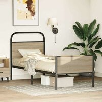 Bedframe zonder matras bewerkt hout sonoma eikenkleur 75x190 cm 4
