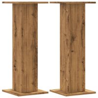 Speakerstandaards 2 st 30x30x80 cm hout artisanaal eikenkleurig 2