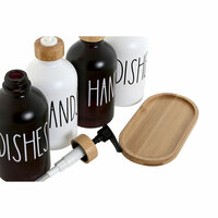 Zeepdispenser Home ESPRIT Wit Zwart Bamboe Kristal 350 ml 15,5 x 8 x 19 cm (2 Stuks) 3