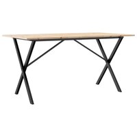 Eettafel X-frame 140x80x75 cm massief grenenhout en staal 2