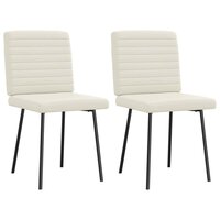 Eetkamerstoelen 2 st fluweel cr&egrave;mekleurig 2