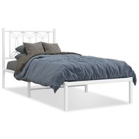 Bedframe met hoofdbord zonder matras metaal wit 75x190 cm 2