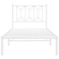 Bedframe met hoofdbord zonder matras metaal wit 75x190 cm 4