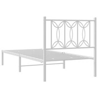Bedframe met hoofdbord zonder matras metaal wit 75x190 cm 6