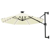 Wandparasol met LED&amp;apos;s 300 cm zandkleurig 2