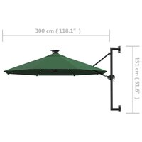 Wandparasol met LED&amp;apos;s 300 cm groen 9
