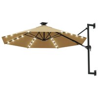 Wandparasol met LED&amp;apos;s 300 cm taupe 2