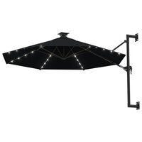 Wandparasol met LED&amp;apos;s 300 cm zwart 2