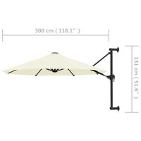 Wandparasol met metalen paal 300 cm zandkleurig 8