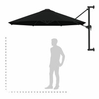 Wandparasol met metalen paal 300 cm zwart 9