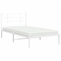 Bedframe met hoofdbord metaal wit 107x203 cm 4