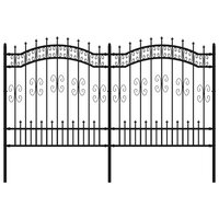 Tuinhek met spijlpunten 165 cm gepoedercoat staal zwart 2