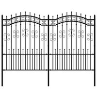 Tuinhek met spijlpunten 190 cm gepoedercoat staal zwart 2