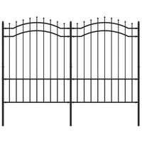 Tuinhek met spijlpunten 190 cm gepoedercoat staal zwart 2