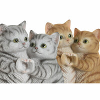 Decoratieve figuren Home ESPRIT Bruin Grijs Katten 13,5 X 9 X 18 CM (2 Stuks) 2