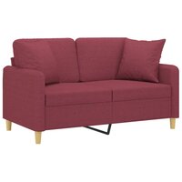 Tweezitsbank met sierkussens 120 cm stof wijnrood 3