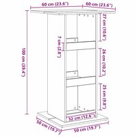Bartafel met plank Zwart Eiken 60 x 60 x 100 cm Bewerkt hout 9