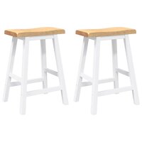 Barkrukken 2 stuks Wit Massief Hout Rubber 2