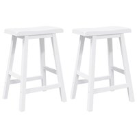 Barkrukken 2 stuks Wit Massief Hout Rubber 2