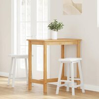 Barkrukken 2 stuks Wit Massief Hout Rubber 3