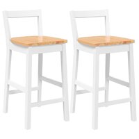 Barkrukken 2 stuks Wit Massief Hout Rubber 2