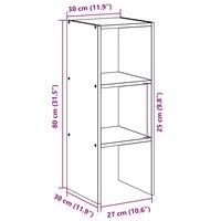 Boekenkast stapelbaar 30x30x80 cm bewerkt hout artisanaal eiken 9