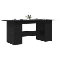 Eettafel Zwart Eiken 180x90x76 cm Bewerkt Hout 5