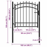 Poort met speerpunten 100x100 cm staal zwart 5
