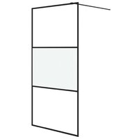 Inloopdouchewand 100x195 cm halfmat ESG-glas zwart 2