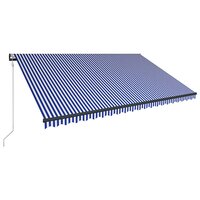 Luifel met windsensor en LED 500x300 cm blauw en wit 3