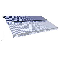 Luifel met windsensor en LED 500x300 cm blauw en wit 4
