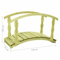 Tuinbrug met leuning 170x74x105 cm ge&iuml;mpregneerd grenenhout 5
