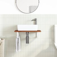 Badkamer wandschap staal en massief eikenhout 3