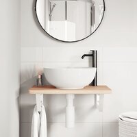 Badkamer wandschap staal en massief beukenhout 3