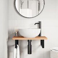 Badkamer wandschap staal en massief beukenhout 3