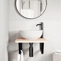 Badkamer wandschap staal en massief beukenhout 3