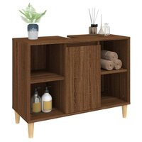 Wastafelkast 80x33x60 cm bewerkt hout bruin eikenkleur 4