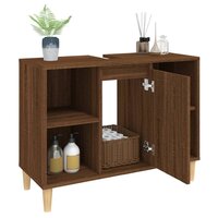 Wastafelkast 80x33x60 cm bewerkt hout bruin eikenkleur 5