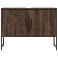 Wastafelkast 80x33x60 cm bewerkt hout bruin eikenkleurig 5