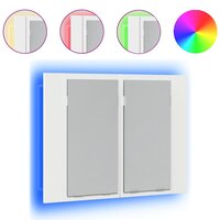 Badkamerkast met spiegel en LED 60x12x45 cm acryl wit 2