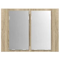 Badkamerkast met spiegel LED 60x12x45 acryl sonoma eikenkleurig 9