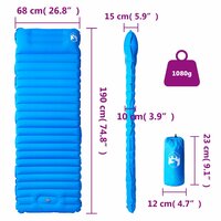Kampeermatras met kussen zelfopblazend 1-persoons blauw 6