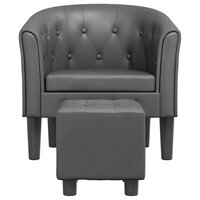 Kuipstoel met voetenbankje kunstleer grijs 3