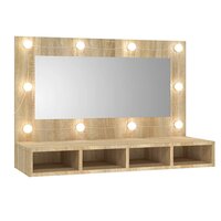 Spiegelkast met LED-verlichting 90x31,5x62 cm sonoma eikenkleur 2
