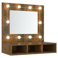 Spiegelkast met LED-verlichting 60x31,5x62 cm gerookt eiken 2