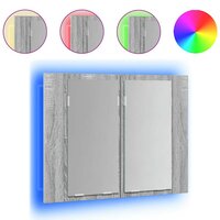 Spiegelkast LED 60x12x45 cm bewerkt hout grijs sonoma eiken 2